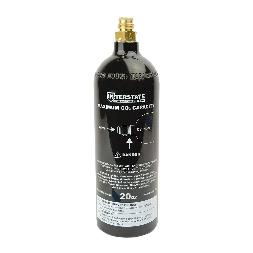 Interstate Pneumatics WRCO2-CL20 20 Oz. CO2 Pin Valve Cylinder Tank Paintball (Hydro 2021)