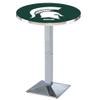 Holland Bar Stool Co. L217-42" Chrome Michigan State Pub Table view 1