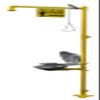 Bradley S19314DCFW Galvanized Steel 3 Spray Head Halo Combination Drench Showers and Eye/Face Wash Unit with Hinged Dust Cover, 20 GPM, 18-1/2" Width x 94-1/8" Height x 26-13/16" Depth, Yellow view 1