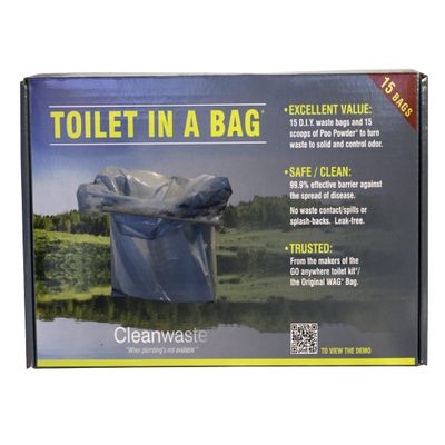 Cleanwaste Toilet in a Bag - DIY Kit, 15 Pack, Camping & Travel