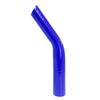 HPS HTSER45-100-138-BLUE Silicone High Temperature 4-ply Reinforced 45 degree Elbow Reducer Coupler Hose, 75 PSI Maximum Pressure, 4" Leg Length on each side, 1" > 1-3/8" ID, Blue view 1