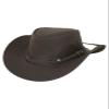 Outback Trading Men's 1367 Wagga UPF 50 Breathable Leather Western Hat with Adjustable Chin Cord with Braided Hatband, Chocolate, X-Large view 1