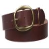 1 1/2" (38 mm) Snap on Oval Plain Solid Leather Belt Size: S - 29"~32" Color: Brown view 1