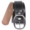 1 1/2" (38 mm) Snap on Oval Plain Solid Leather Belt Size: L - 37"~39" Color: Black view 2