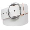1 1/2" (38 mm) Snap on Oval Plain Solid Leather Belt Size: M - 33"~36" Color: White view 1