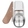 1 1/2" (38 mm) Snap on Oval Plain Solid Leather Belt Size: M - 33"~36" Color: White view 2