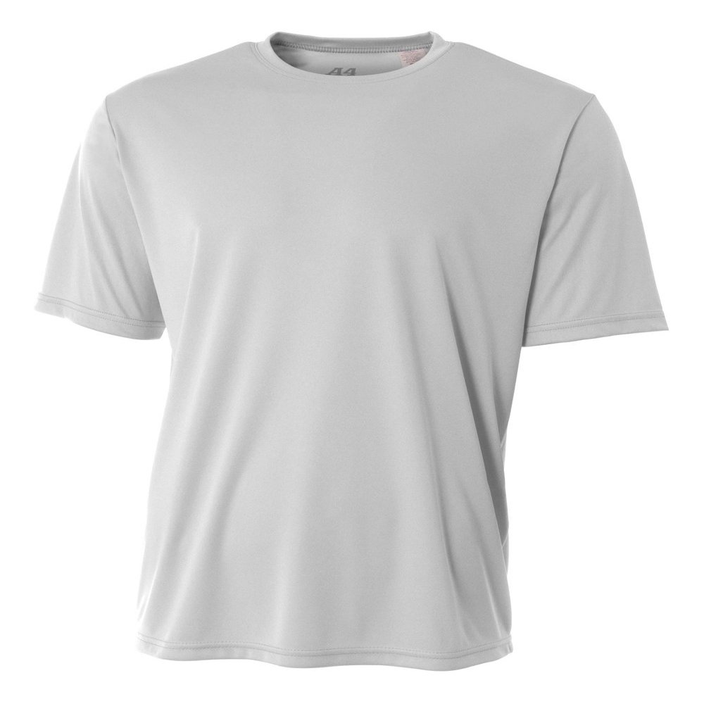 A4 Youth Cooling Performance Crew Short Sleeve T-Shirt, Silver, Medium