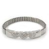 Avalaya Silver Plated Diamante 'Heart' Flex Tennis Bracelet - 20cm Length view 1