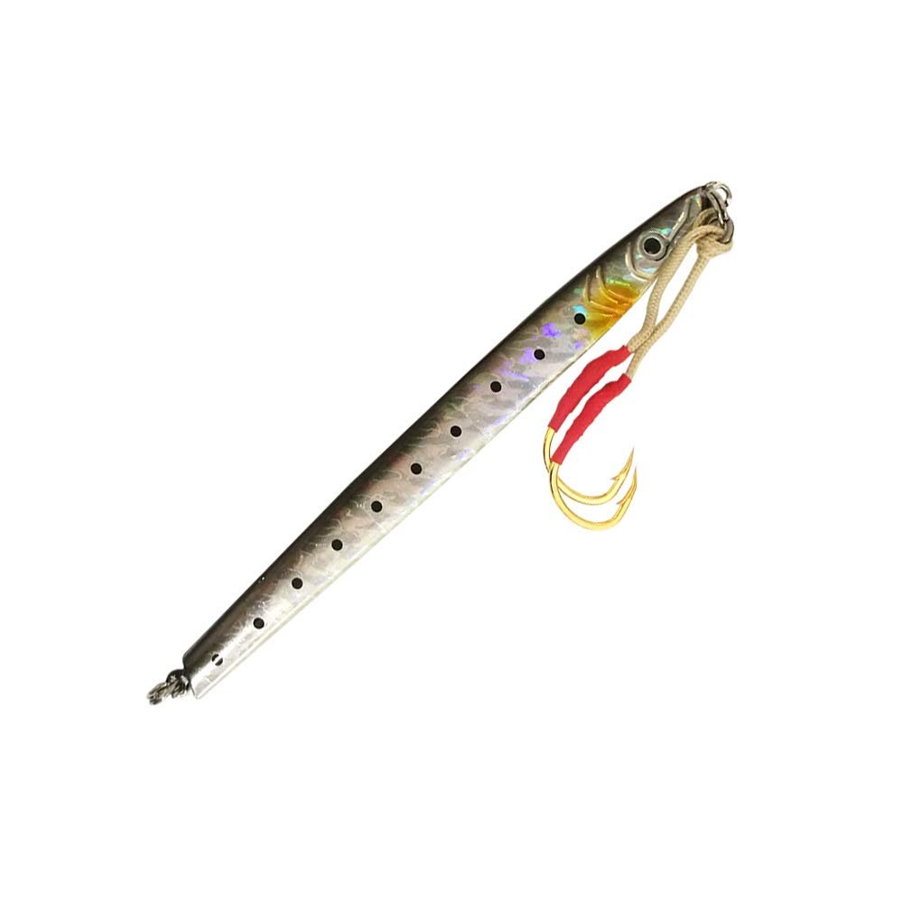 Knife Jigging Jigs 7oz,Model LF41with Assist Hooks & Rings 10 Pcs Black/Silver, for Deep Water Saltwater Jigging, Ideal for Tuna, Grouper, Snapper & More