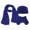 Black 3 Piece Fleece Hat Scarf & Glove Matching Set Blue view 1