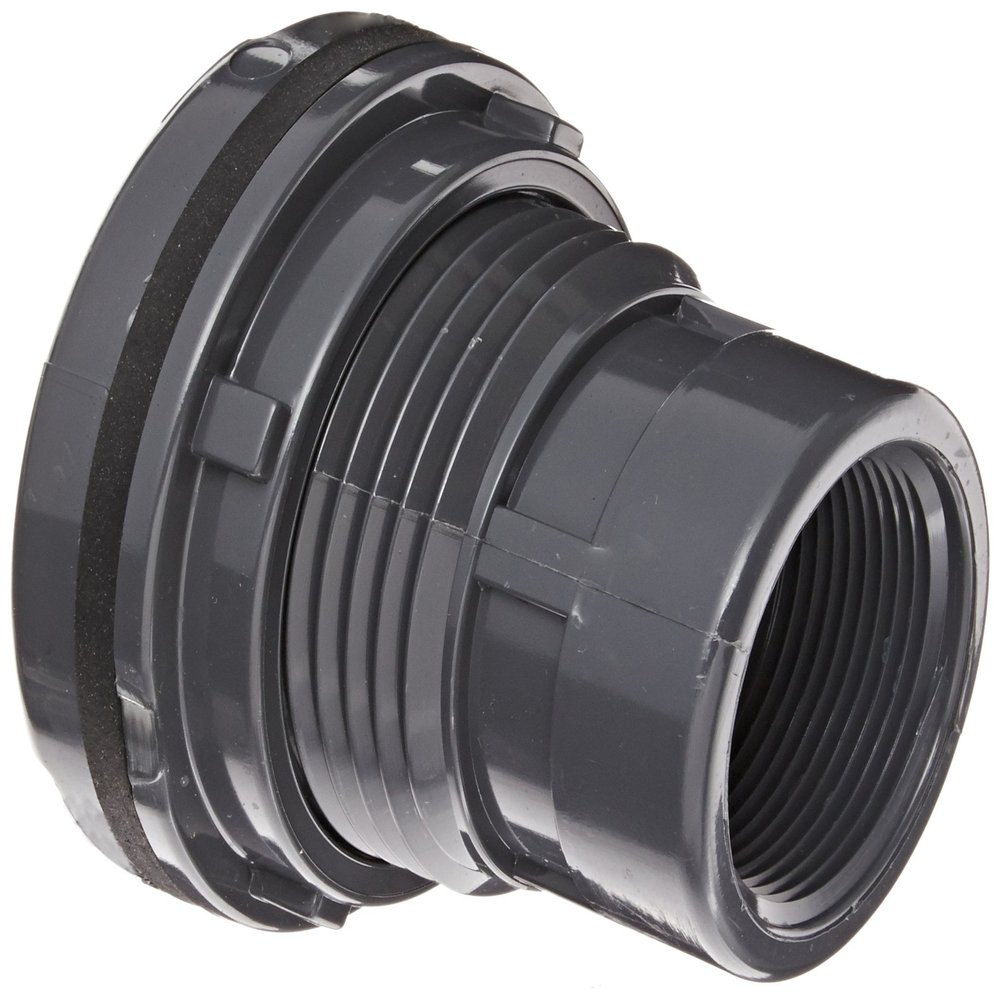 Spears 8171 Series PVC Bulkhead Tank Adapter, Schedule 80, Gray, 3" Socket x NPT Female