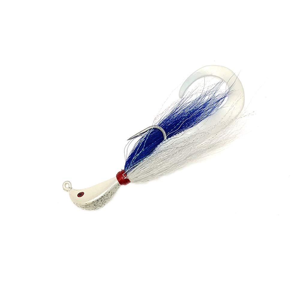 Bucktail Jigs 1.5oz,15 Pcs Blue/White for Casting or Jigging, Hair Jig Lure, Ideal for Striper, Fluke, and Saltwater Fishing
