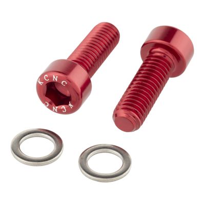 KCNC Bicycle Aluminum Bottle Cage Bolts, 2 Pieces, Red, M5/15MM 06212