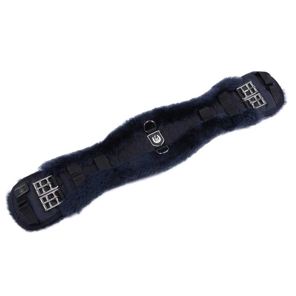 Werner Christ Horse Contour Girth Dressage Anthracite, Made of Real Sheepskin in Charcoal Black, Size 75cm