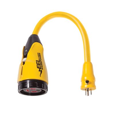 Marinco P15-30 EEL Pigtail Adapter, 15A 125V Male to 30A 125V Female, Straight Blade w/locking scrw, Locking w/Sealing Collar