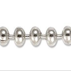 3.2mm Silver Color Ball Chain for Dog Tag and Military Style Necklaces and Jewelry Projects (1 Foot)
