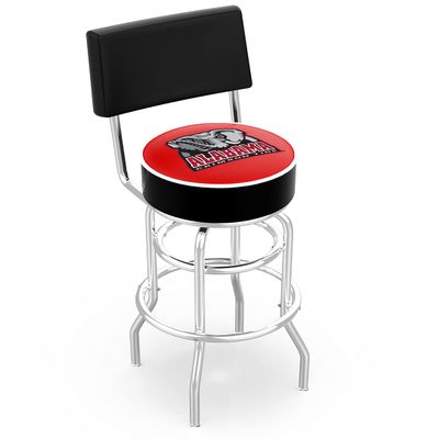 25" L7C4 - Chrome Double Ring Alabama Swivel Bar Stool with a Back by The Holland Bar Stool Company