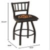30in Black Oklahoma State Jailhouse Back Swivel Counter Stool view 2