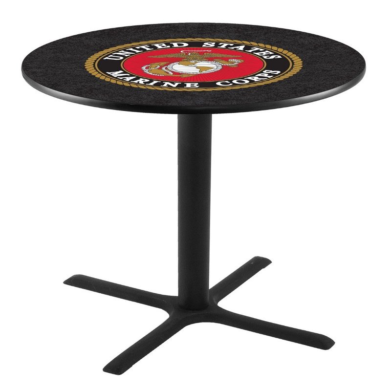 Holland Bar Stool Co. L211-36" Black Wrinkle U.S. Marines Pub Table