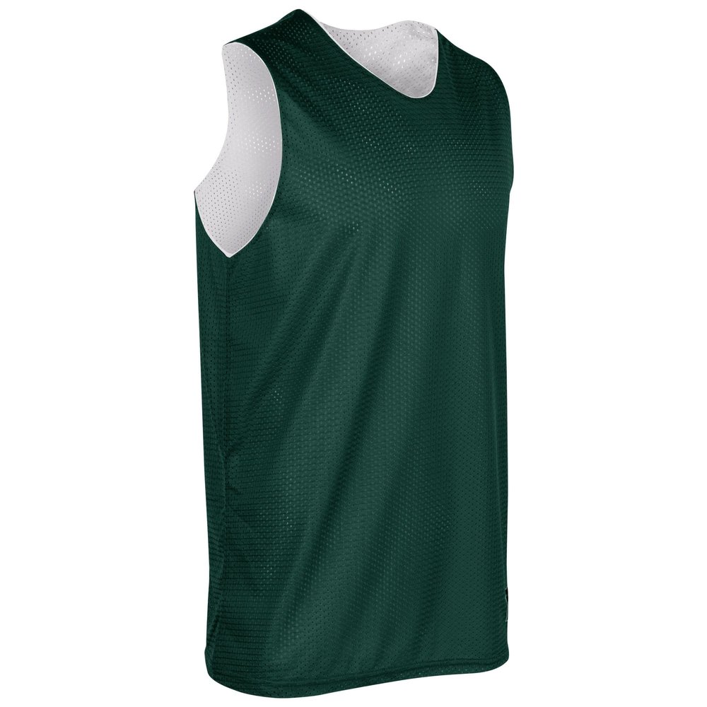 CHAMPRO Unisex-Youth Zone Reversible Basketball Jersey, Forest Green, White, Medium