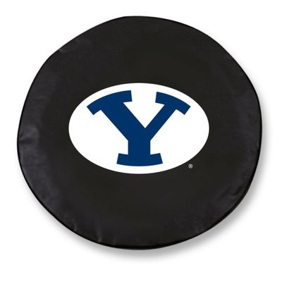 Brigham Young University Tire Cover - Size H1 - (37"x12.5") on Black Vinyl