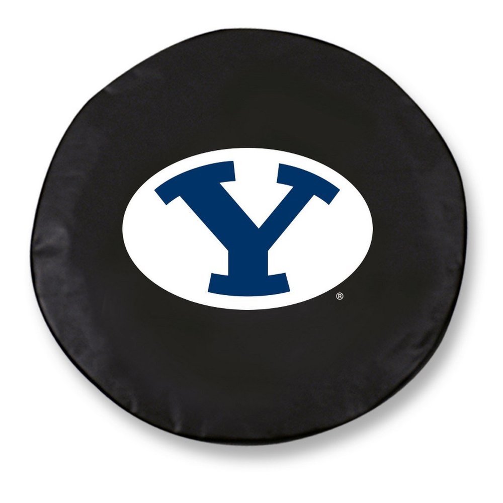 Brigham Young University Tire Cover - Size H1 - (37"x12.5") on Black Vinyl