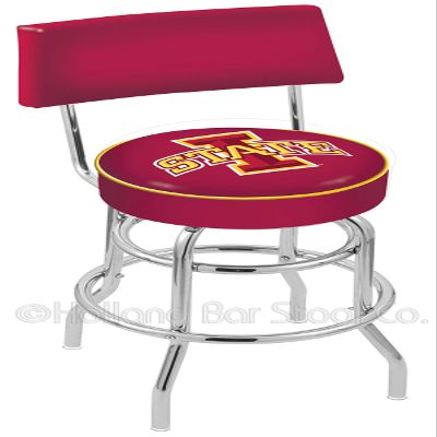 25" L7C4 - Chrome Double Ring Iowa State Swivel Bar Stool with a Back by Holland Bar Stool Company