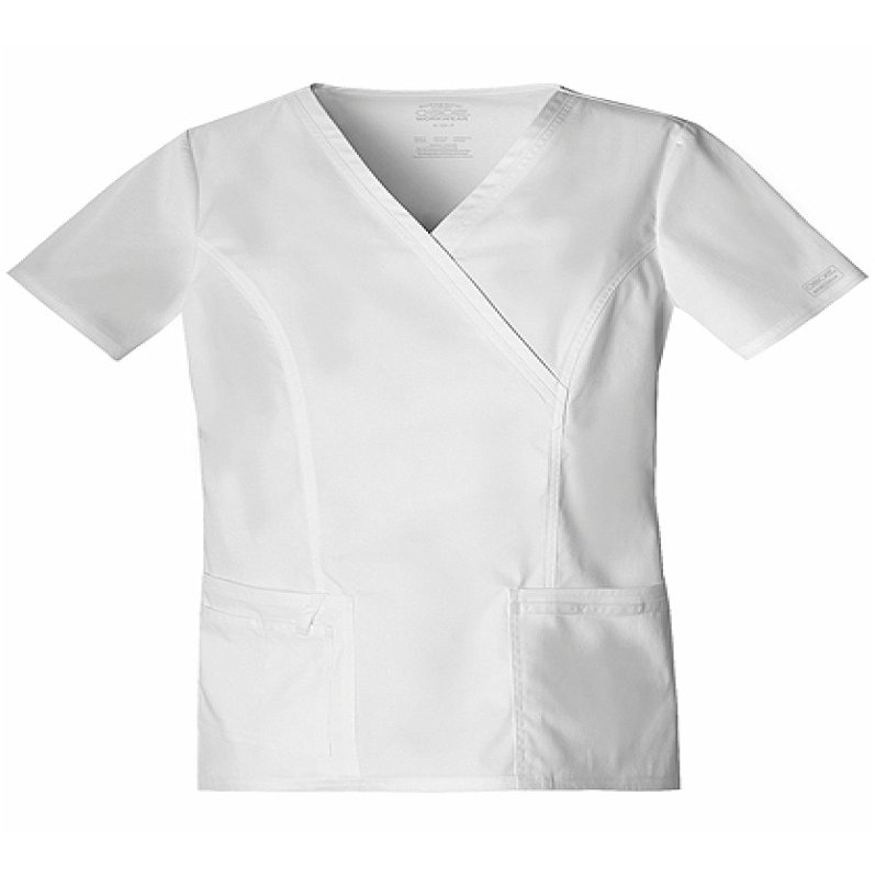 Cherokee Women's Workwear Scrubs Core Stretch Mock-Wrap Top (XXXX-Large), White