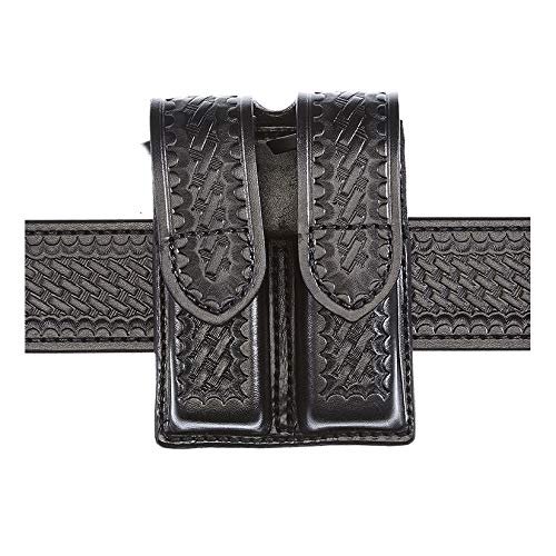Aker Leather Products Double Magazine Pouch Aker Leather 510 Double Magazine Pouch, Basketweave, 9mm, Hidden Snap, Black