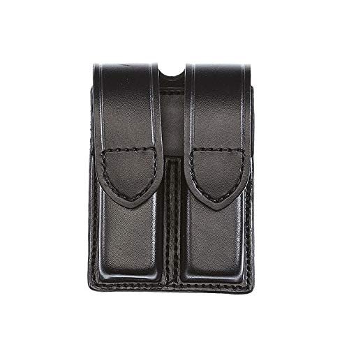 Aker Leather 510 Double Magazine Pouch Fits 2 Double Stack 9mm Magazines, Black, Plain, Hidden Snap