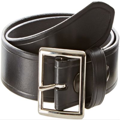 Aker Leather B08 Garrison Belt, Black Plain Leather Tactical Duty Belt 1.5 Inch Wide with Removable Chrome Center Bar Buckle, Size 28 for Law Enforcement Uniform or Everyday Wear Use, Made in USA