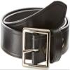 Aker Leather B08 Garrison Belt, Black Plain Leather Tactical Duty Belt 1.5 Inch Wide with Removable Chrome Center Bar Buckle, Size 28 for Law Enforcement Uniform or Everyday Wear Use, Made in USA view 1