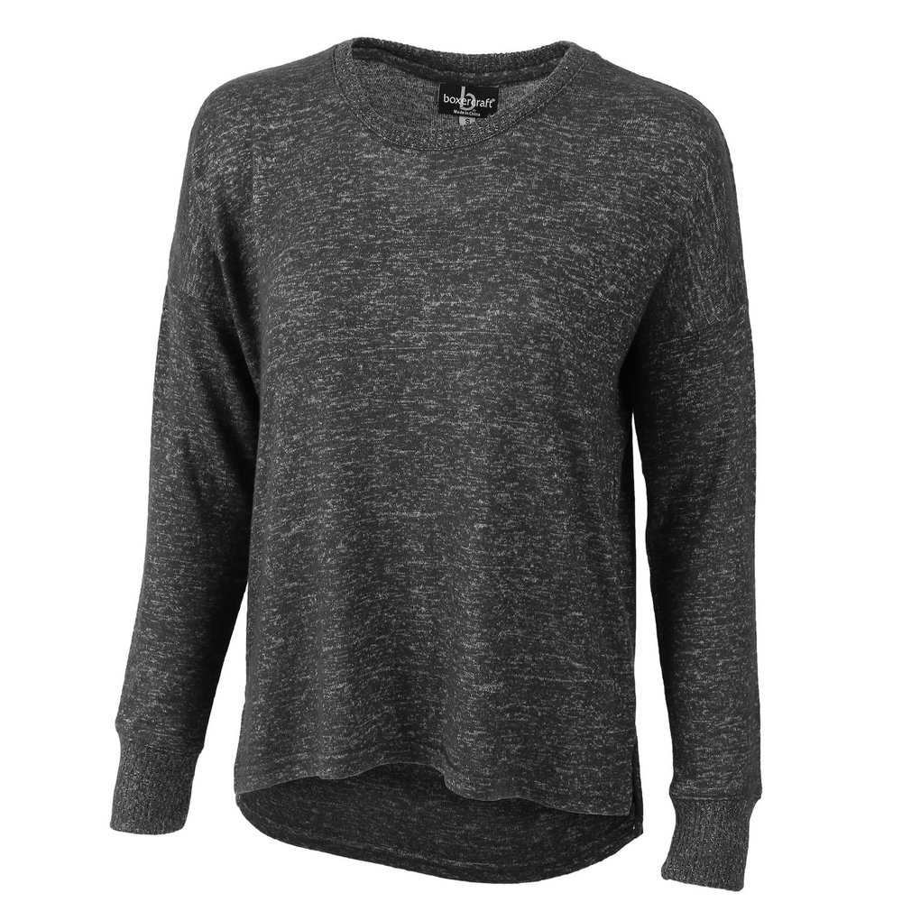 boxercraft Women's Cuddle Fleece Boxy Crew M Charcoal