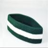 Sports Headband 100% Terry Cloth-green White Stripe view 2