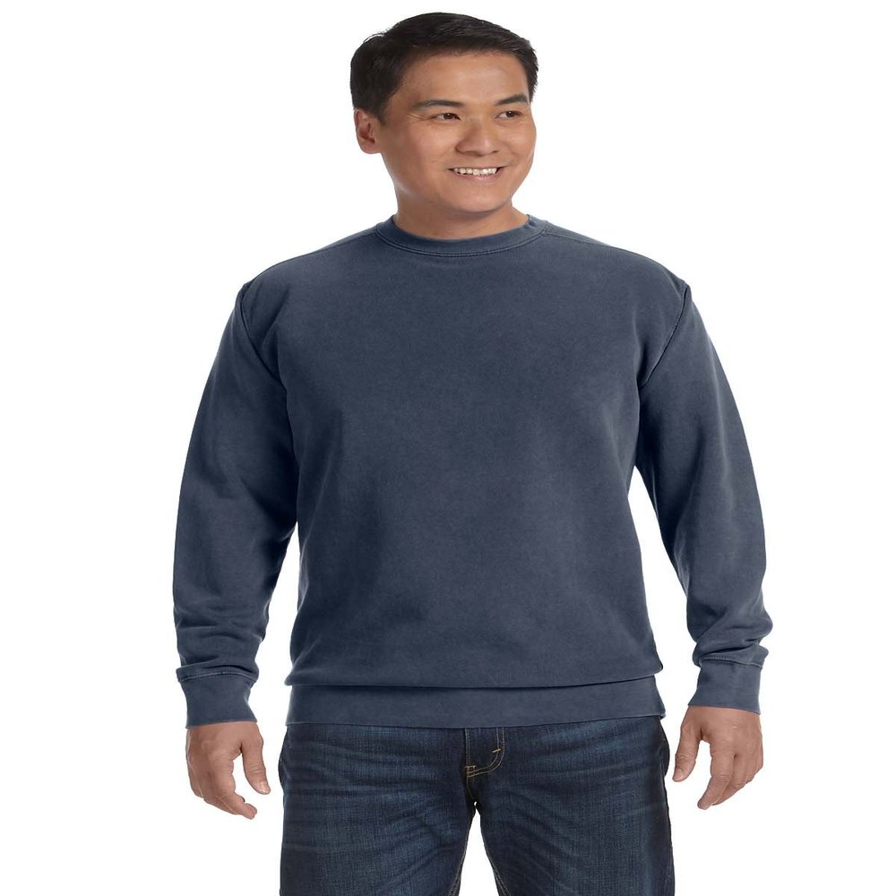 Adult Crew-Neck Blended Sweatshirt (Denim PgmDye) (Medium)