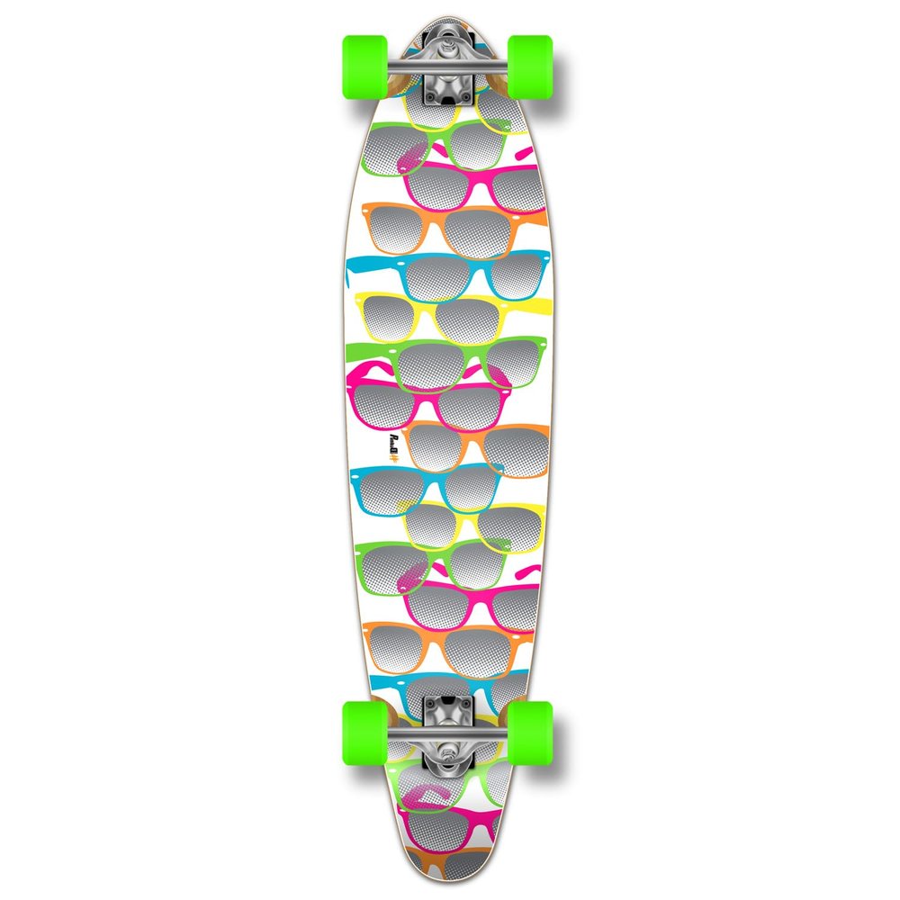 Yocaher Graphic Series Complete Kicktail Skateboards Longboard w/BlackWidow Premium 80A Grip Tape, Aluminum Truck, ABEC9 Bearing, 71mm Skateboard Wheels (Shades White)