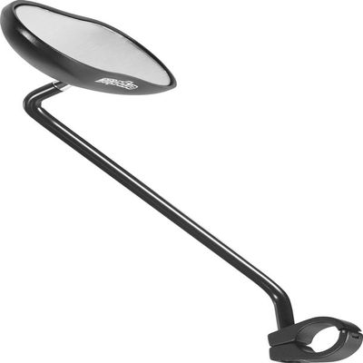 Ergotec M-88L Bicycle Rearview Mirror, Longarm Small Mirror 111 x 52 mm ensures optimal rearward visibility, Left and Right Hand Assembly, Aluminum, 360 Rotation, Sandblasted Black