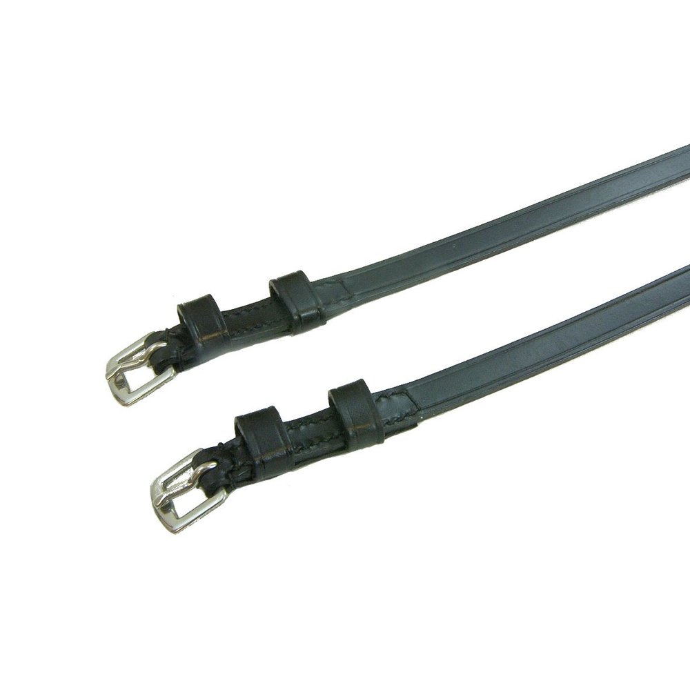 Exselle Child's Double Keeper English Spur Straps - Premium Leather for Secure and Comfortable Riding, Black, 3/8" x 14.5"