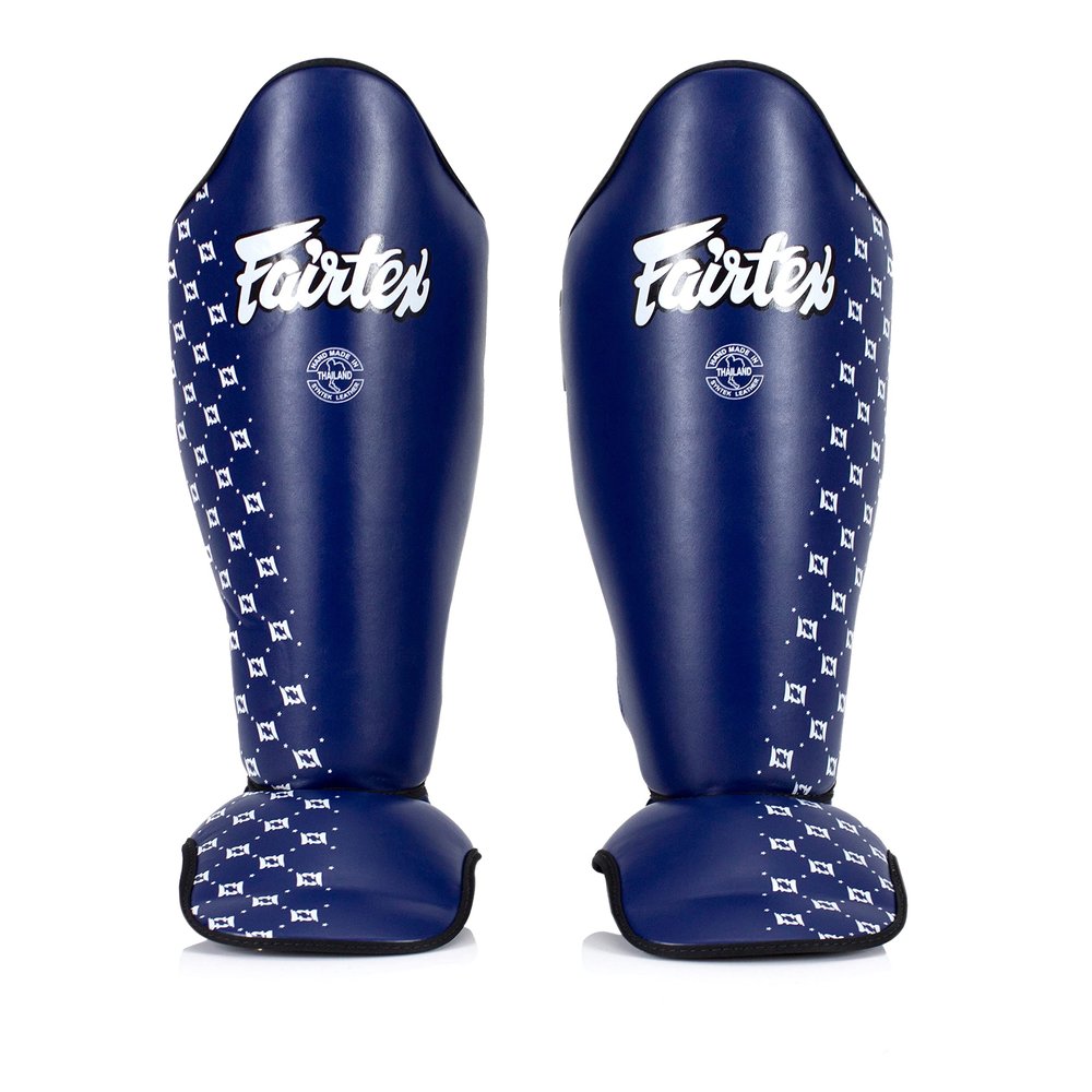 Fairtex SP5 Muay Thai Shin Guards for Men, Women, Kids | Shinguards are Premium, Lightweight & Durable | Extended Protection to Avoid shin splints During Training or Sparring - XLarge,Blue