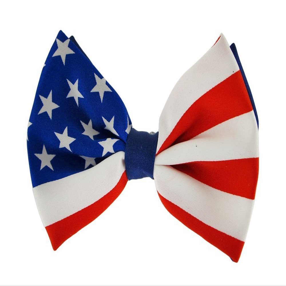 American Flag Print Satin Adjustable Bowtie Bow Tie