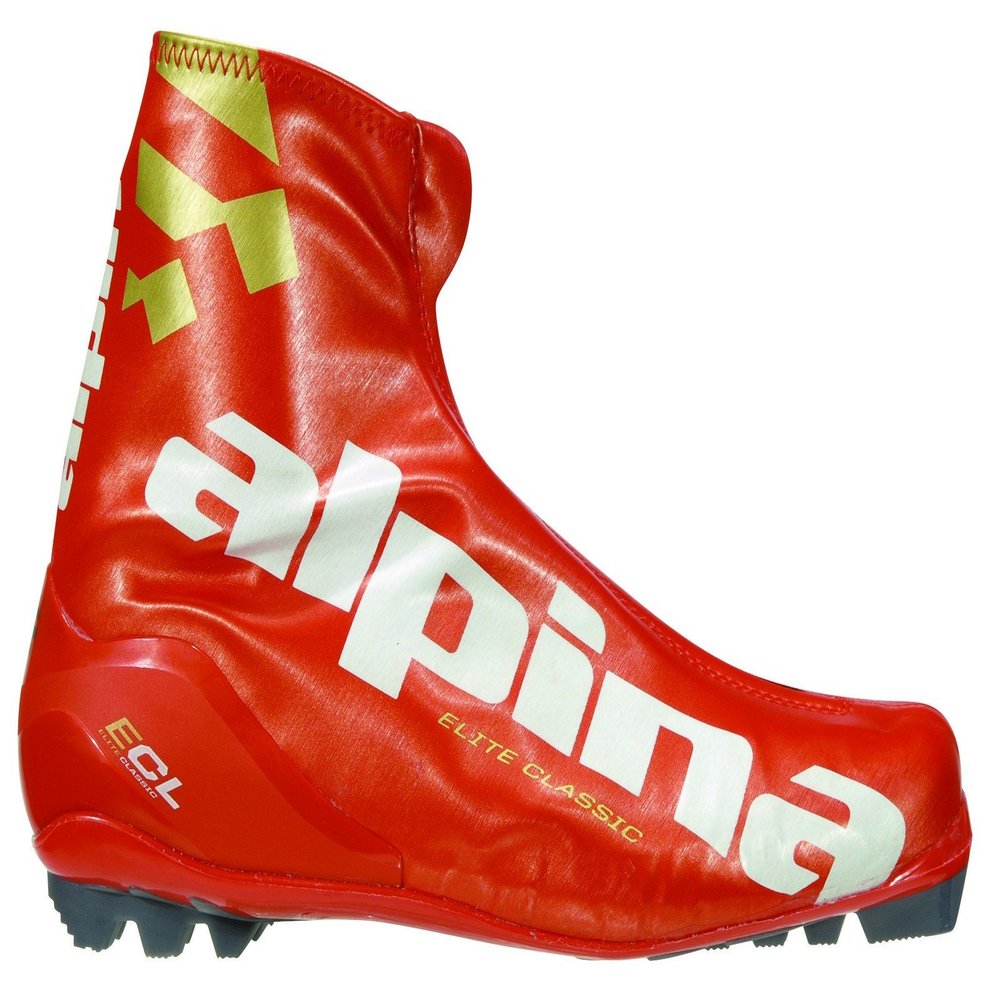 Alpina ECL Elite Series Cross-Country Nordic Classic Ski Boots, Red/Gold, 44
