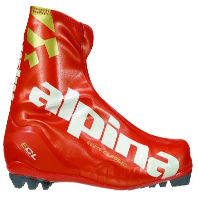Alpina ECL Elite Series Cross-Country Nordic Classic Ski Boots, Red/Gold, 47