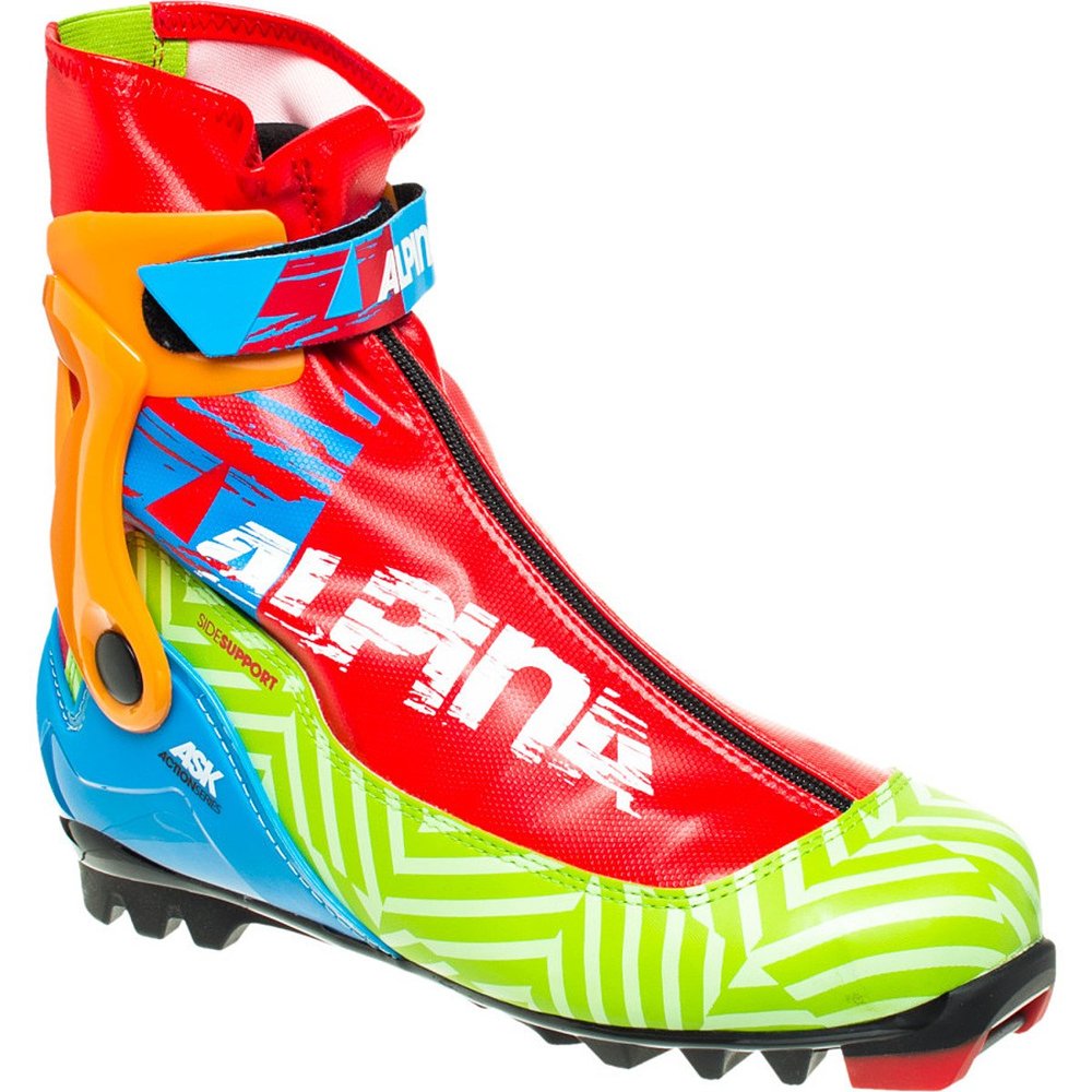 Alpina Ask Action Series Cross-Country Nordic Skate Ski Boots, Green Multi, 41