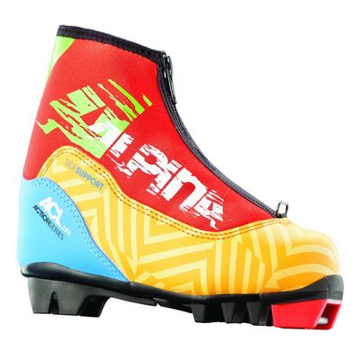 Alpina Junior ACL Action Series Cross-Country Nordic Classic Ski Boots, Yellow Multi, 33