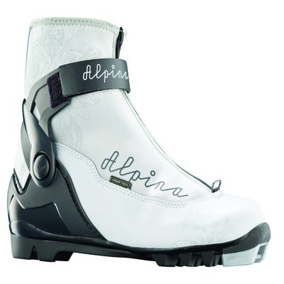 Alpina Women's T20 Eve Plus Cross-Country Nordic Touring Ski Boots with Ankle Support, Silver/Black, 37