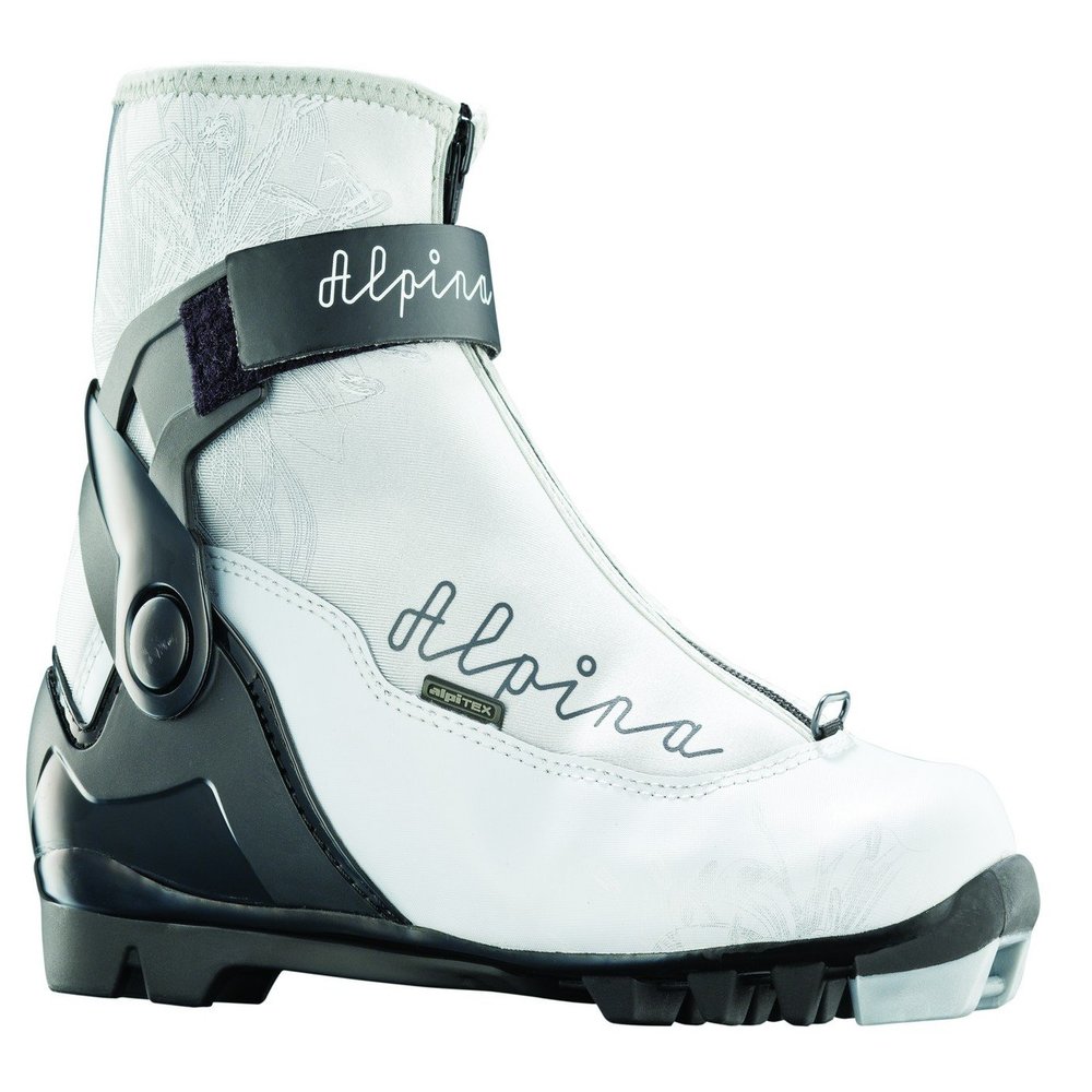 Alpina Women's T20 Eve Plus Cross-Country Nordic Touring Ski Boots with Ankle Support, Silver/Black, 37