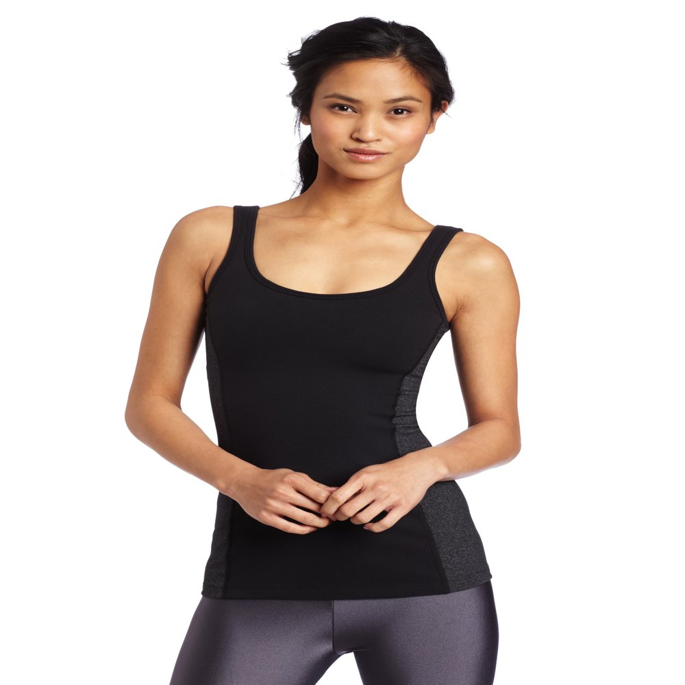 Beyond Yoga Heather Cross Strap Cami, Black/Heather Gray, Small