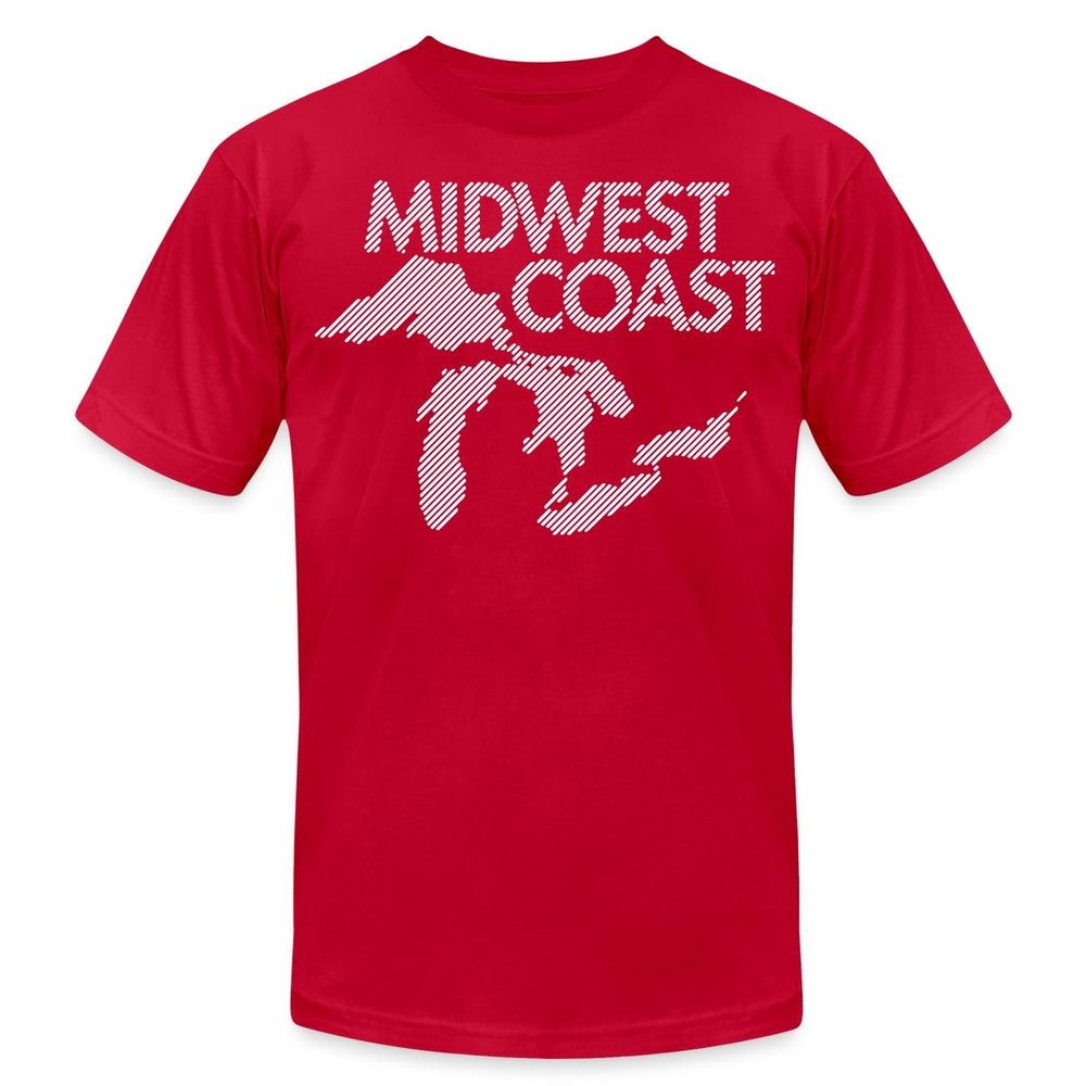 Spreadshirt Midwest Coast - Blue Men's Jersey T-Shirt, 3XL, red