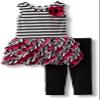 Bonnie Jean Little Girls' Stripe Ruffle Legging Set, Pink, 4T view 1