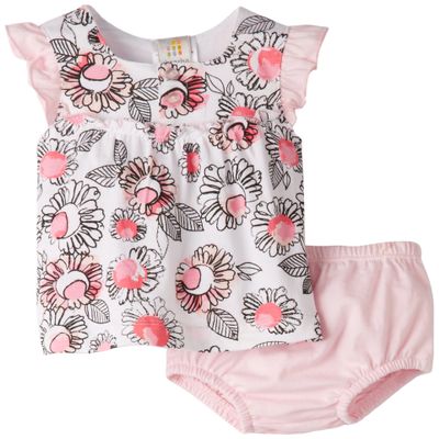 Absorba Baby-Girls Newborn Floral Two Piece Short Set, Pink/Print, 6-9 Months
